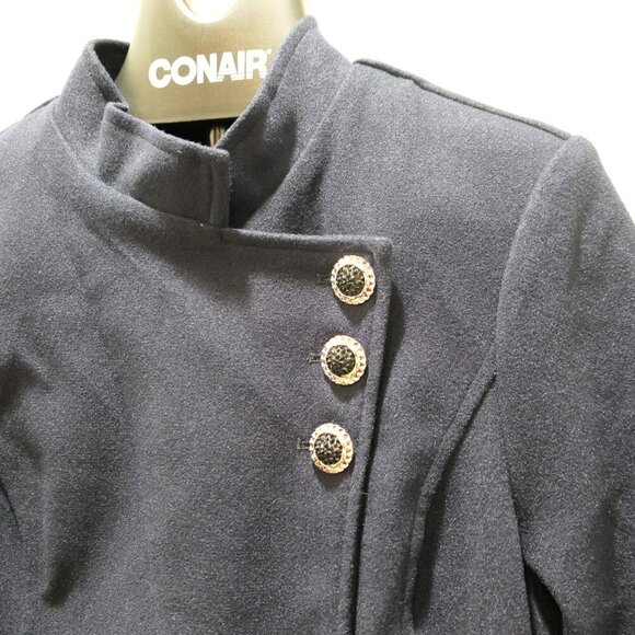 BloomChic Vintage Buttons Casual Solid  Single-breasted Stand-Up Collar Coat - Picture 2 of 3